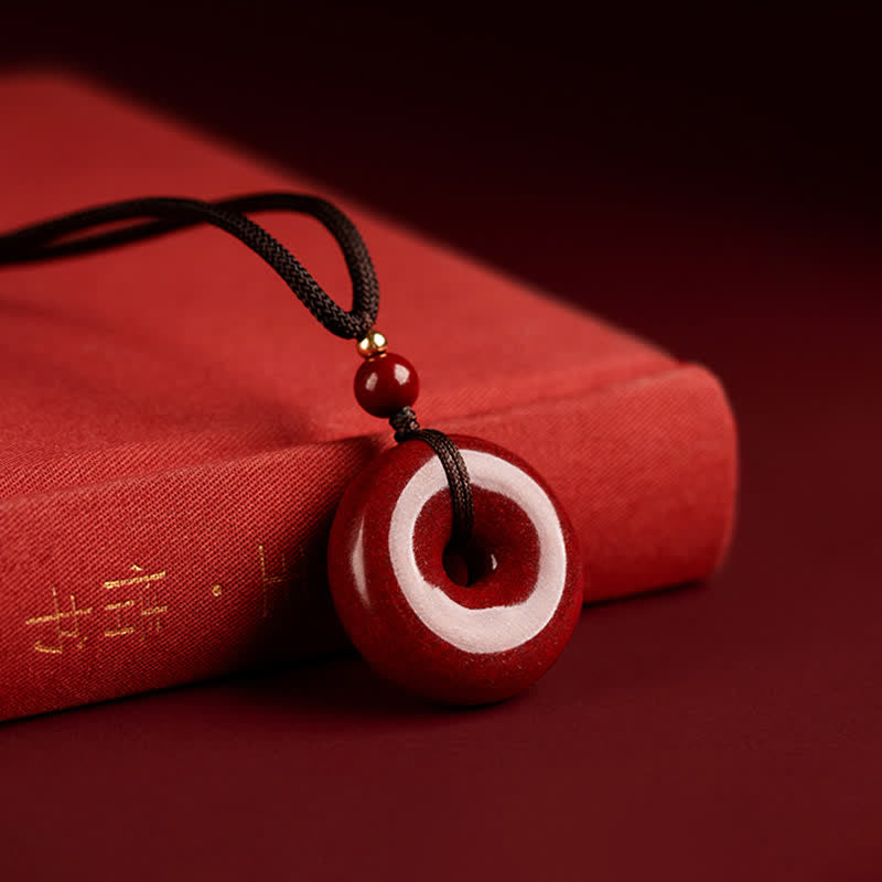 KarmaRipple's Cinnabar Peace Buckle Calm Blessing Pendant Necklace p3