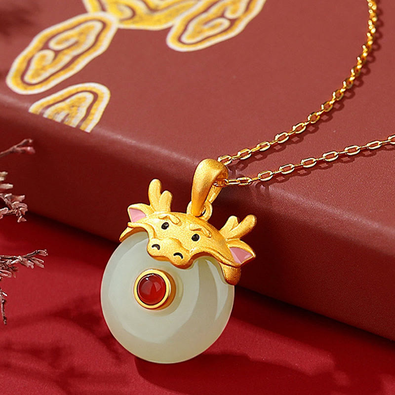 KarmaRipple's 925 Sterling Silver Hetian Jade Chinese Zodiac Year of the Dragon Red Agate Fortune Protection Pendant Necklace p16