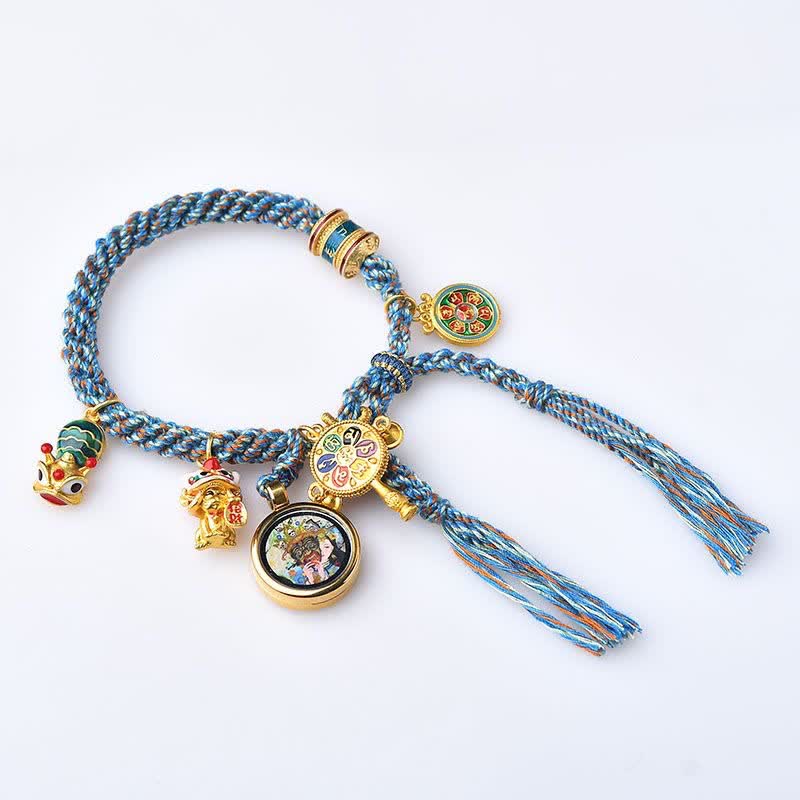 KarmaRipple's Tibetan Zakiram Goddess of Wealth Thangka Fortune Prayer Wheel Braid String Bracelet p6