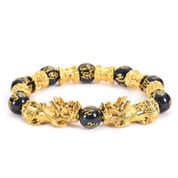 Bracelet de richesse en obsidienne Double Pixiu de KarmaRipple
