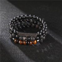 Bracelet d'activation œil de tigre en pierre de lave givrée de KarmaRipple, 3 pièces