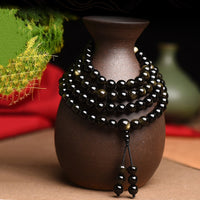 Bracelet de richesse en obsidienne dorée authentique de KarmaRipple, 108 perles Mala