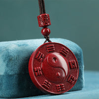 Collier pendentif bénédiction Cinabre Yin Yang Bagua de KarmaRipple