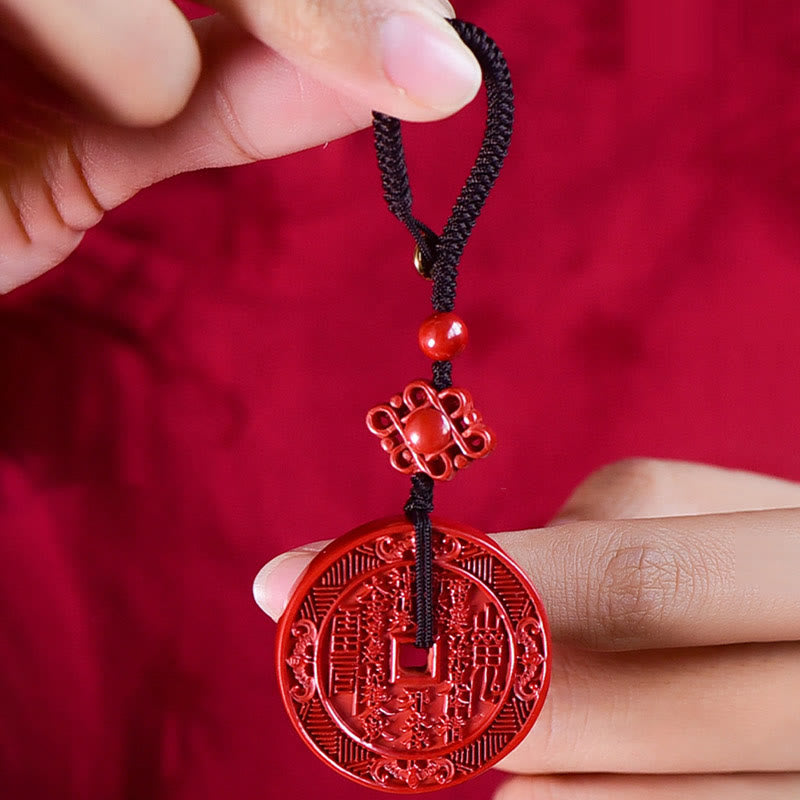 KarmaRipple's Authentic Cinnabar Mountain Ghosts Spend Money Bagua Blessing Pendant Necklace Key Chain p9