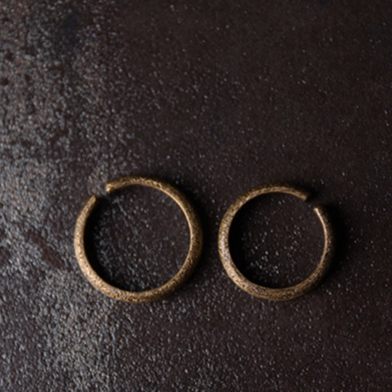 KarmaRipple's Tibetan Vintage Texture Design Bronze Fortune Pair Ring p7