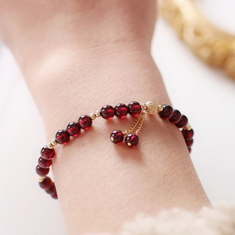 KarmaRipple's 14K Gold Authentic Garnet Calm Bracelet p9
