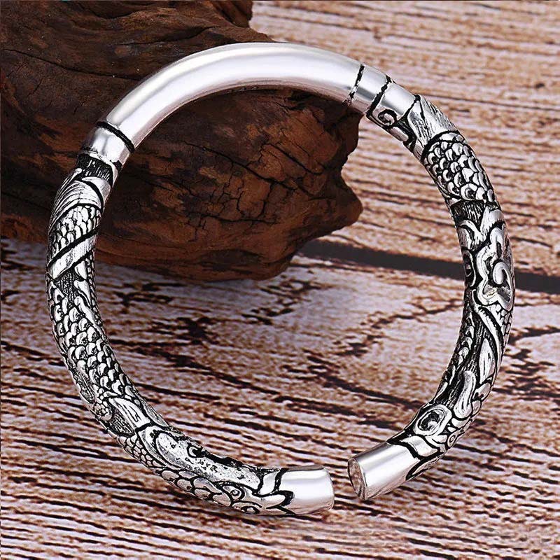 KarmaRipple's Dragon Auspicious Clouds Fortune Protection Bracelet Adjustable Bangle p4