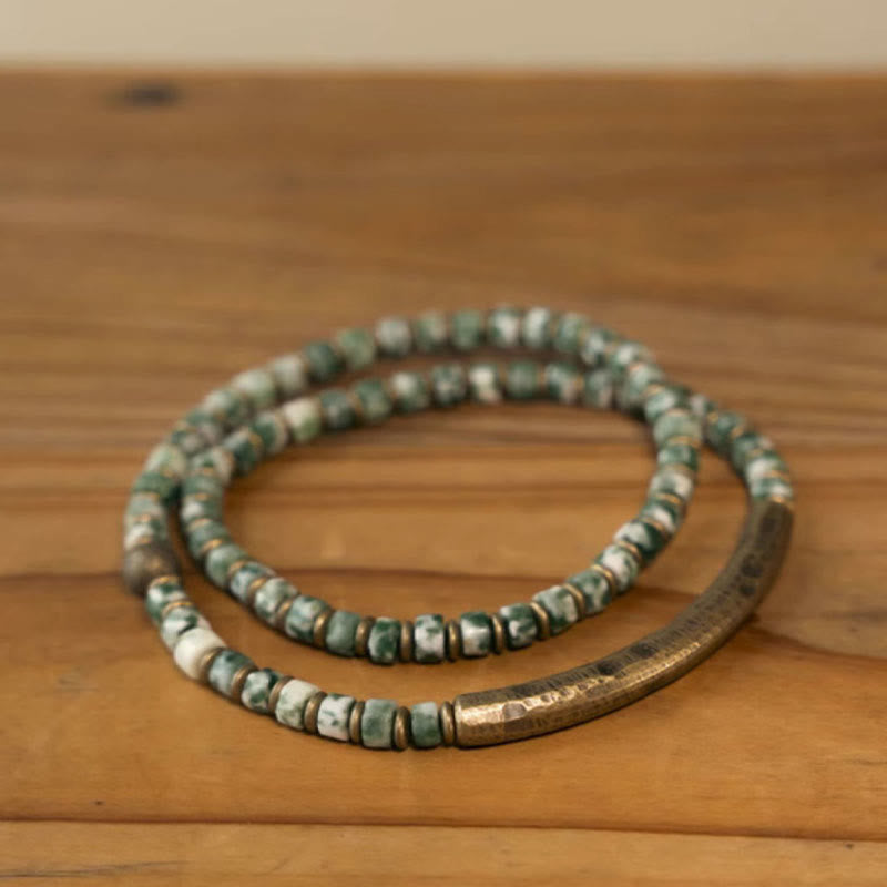 KarmaRipple's Sodalite Picture Jasper Green Point Stone Balance Wisdom Bracelet p23