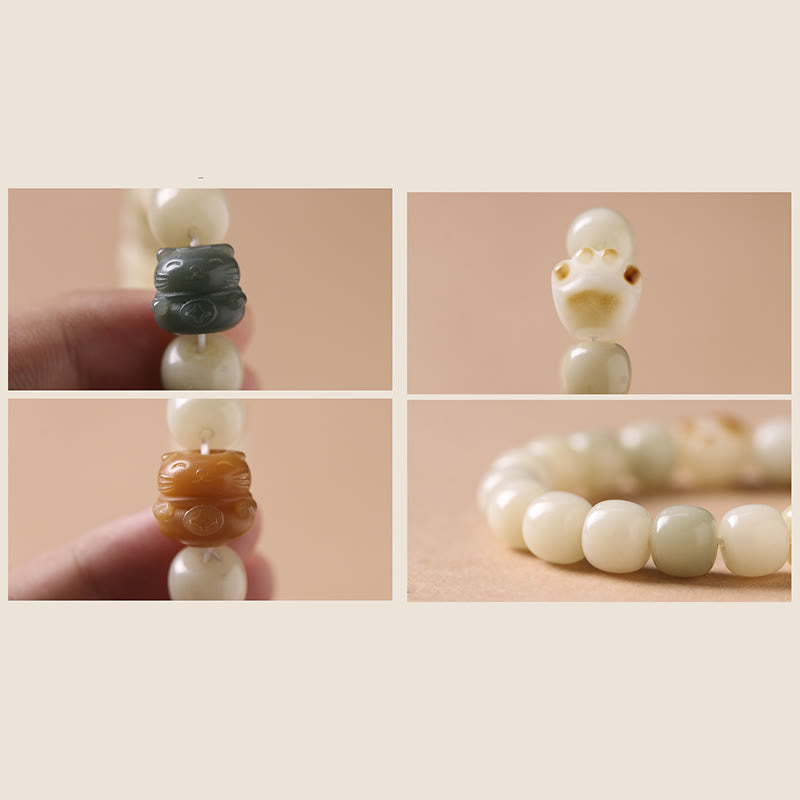 KarmaRipple's Fortunate Cat Bodhi Seed Cat Paw Peace Bracelet p11