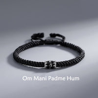 Bracelet tissé en argent sterling 925 Om Mani Padme Hum Peace de KarmaRipple