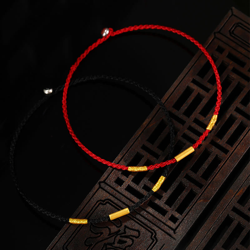 KarmaRipple's 999 Gold Bead Handmade Four Thread Wishful Knots Woven Protection Bracelet p5