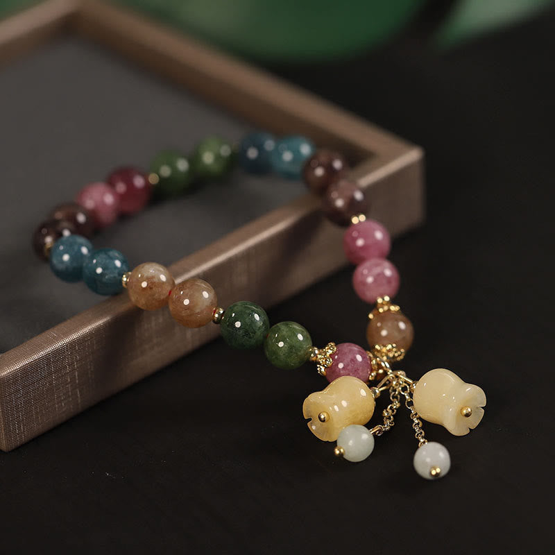 KarmaRipple's Authentic Colorful Tourmaline Flower Bead Love Bracelet p2