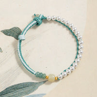 Bracelet en argent sterling 925 et jade Hetian tissé avec perles et abondance de KarmaRipple