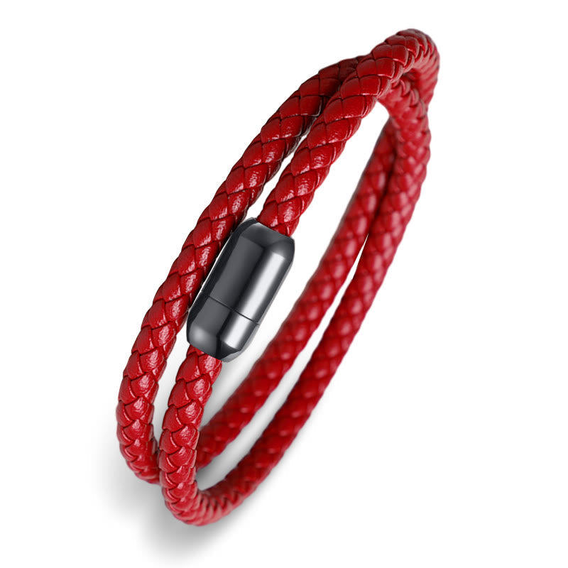 KarmaRipple's Genuine Leather Red String Protection Magnetic Buckle Bracelet p3
