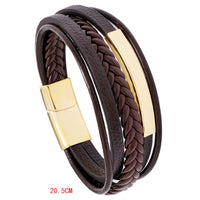 Bracelet porte-bonheur en cuir et acier titane au design simple de KarmaRipple