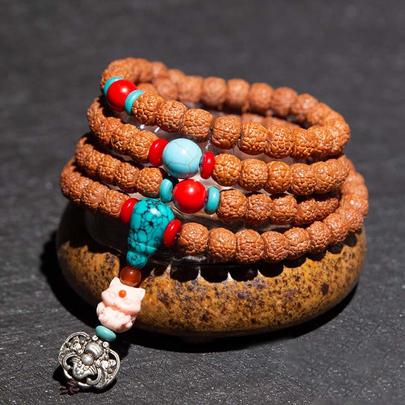 KarmaRipple's Tibet 108 Mala Beadwork Rudraksha Bodhi Seed Chinese Zodiac Natal Buddha Wealth Talisman Bracelet p28