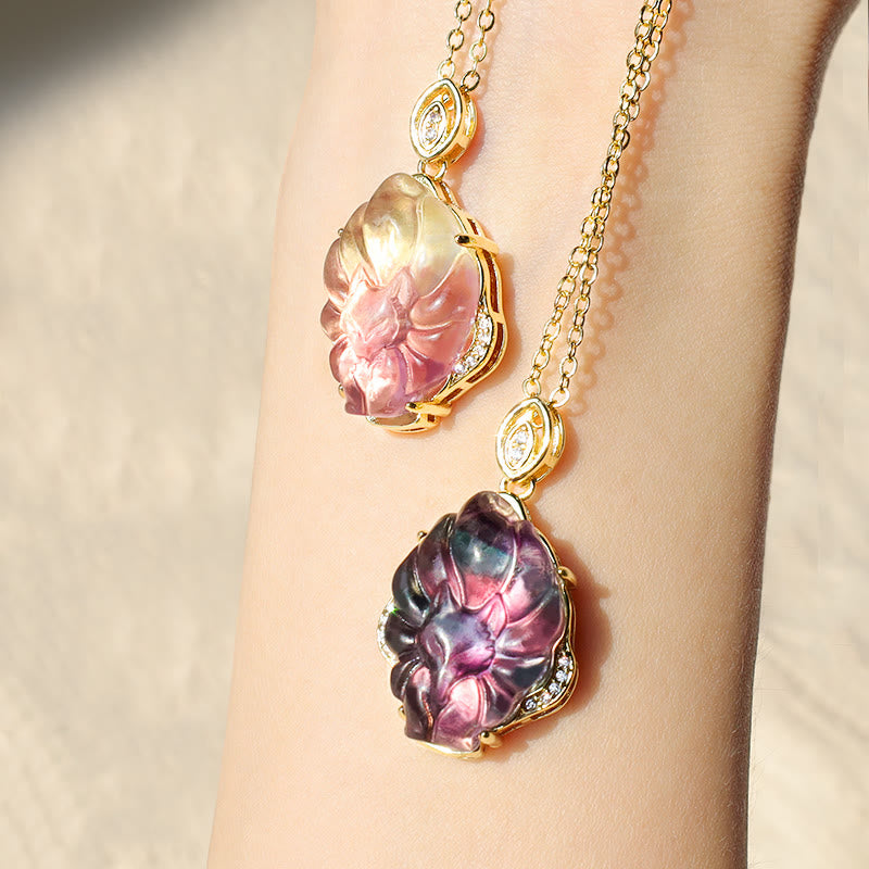 KarmaRipple's Authentic Colorful Fluorite Nine Tailed Fox Protection Pendant Necklace p11