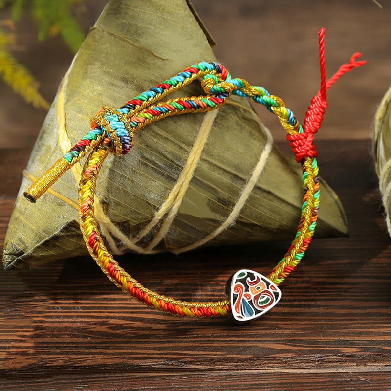 KarmaRipple's 925 Sterling Silver Dragon Boat Festival Fu Character Zongzi Pattern Fortune Handmade Multicolored Child Adult Bracelet p1