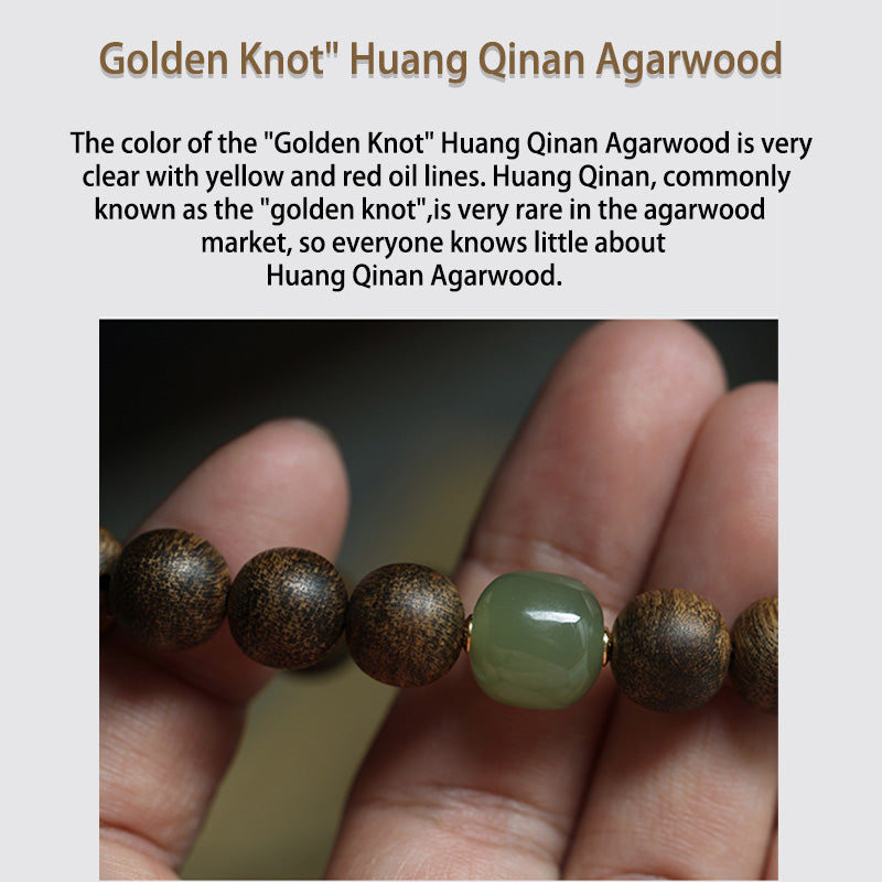 KarmaRipple's Vietnam Huang Qinan Agarwood Hetian Jade Peace Strength Bracelet p7