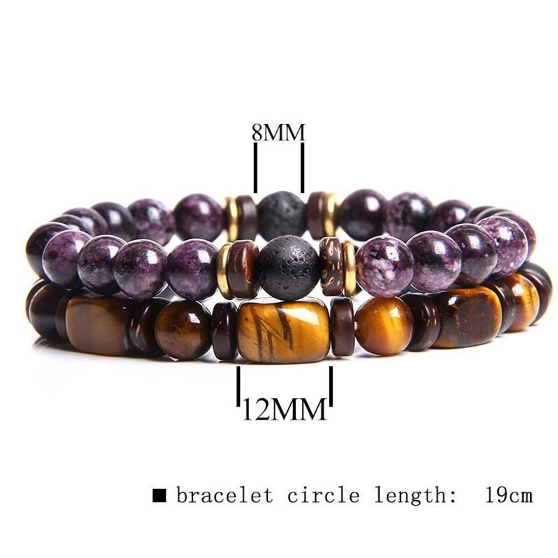 KarmaRipple's 2PCS Balancing Gemstone Emperor Stone Tiger Eye Bead Bracelet p26