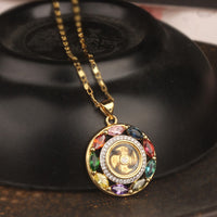 Collier avec pendentif rotatif en bronze zircon coloré de KarmaRipple