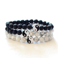 Bracelet de richesse Yin Yang en perles de pierre givrées turquoise ivoire authentiques de KarmaRipple, 3 pièces