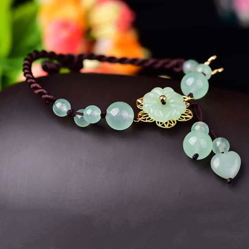KarmaRipple's Flower Jade Butterfly Fortune Abundance Talisman Anklet p2