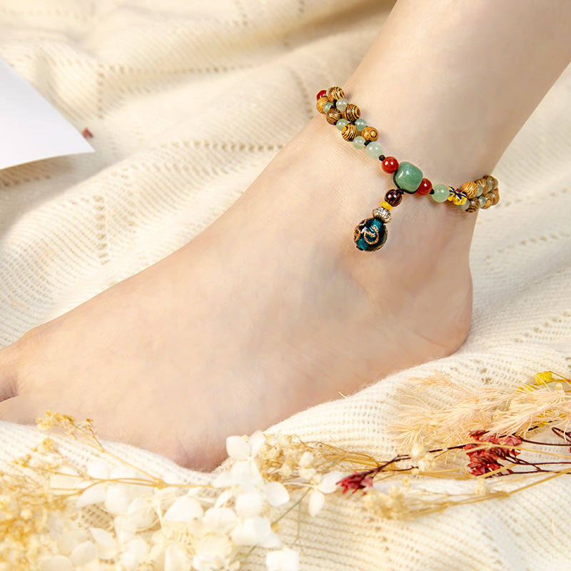 KarmaRipple's Wenge Wood Green Aventurine Balance Protection Anklet p4