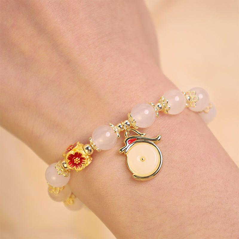 KarmaRipple's Year of the Dragon Ivory Agate Green Aventurine Peace Buckle Fortune Bracelet ( p4