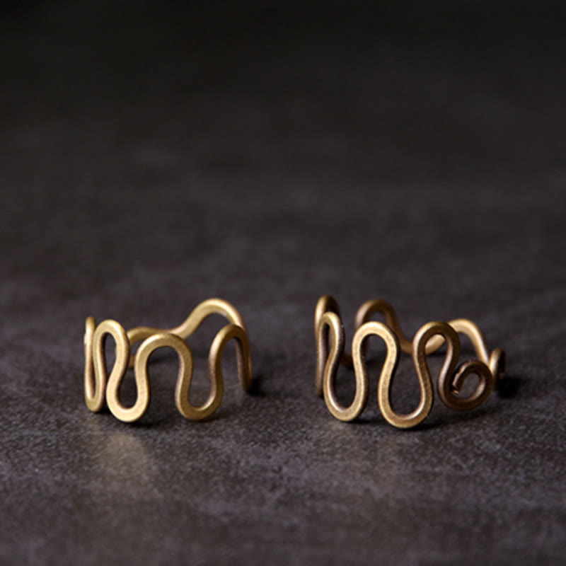 KarmaRipple's Simple Curved Brass Design Bronze Fortune Wealth Adjustable Ring p3
