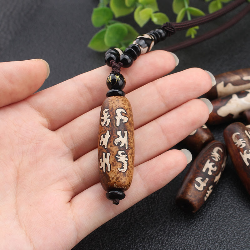 KarmaRipple's Tibet Om Mani Padme Hum Dzi Bead Avalokitesvara Pattern Wealth Pendant Necklace p8