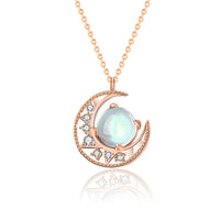 Collier pendentif en argent sterling 925 avec pierre de lune et motif lune de KarmaRipple