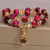 Bracelet double tour en œil de tigre Pixiu Fox de KarmaRipple pour la protection du sac d'argent et la confiance en soi