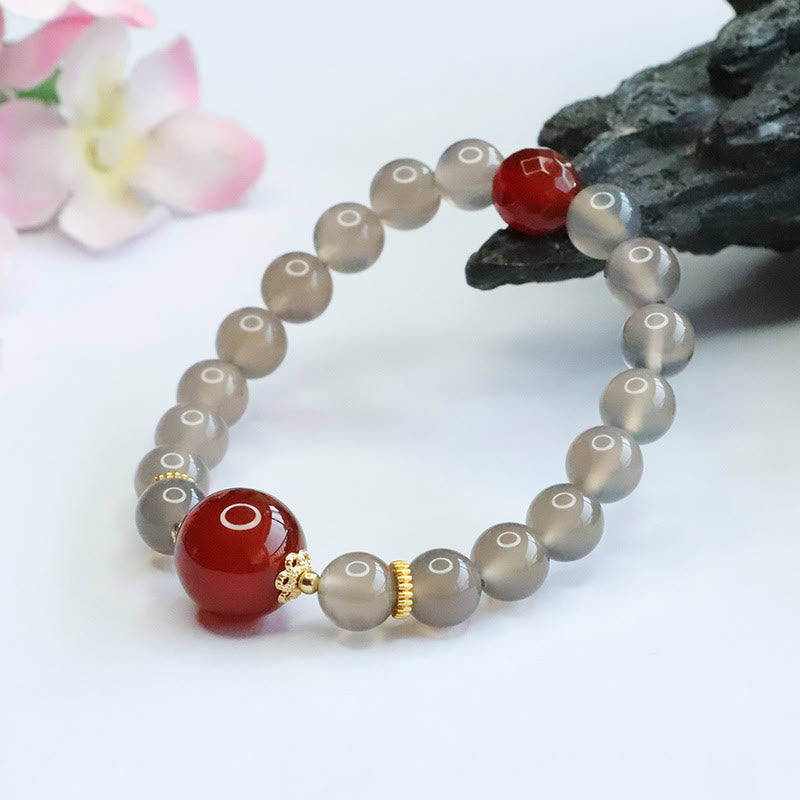 KarmaRipple's Authentic Gray Chalcedony Red Agate Balance Bracelet p8