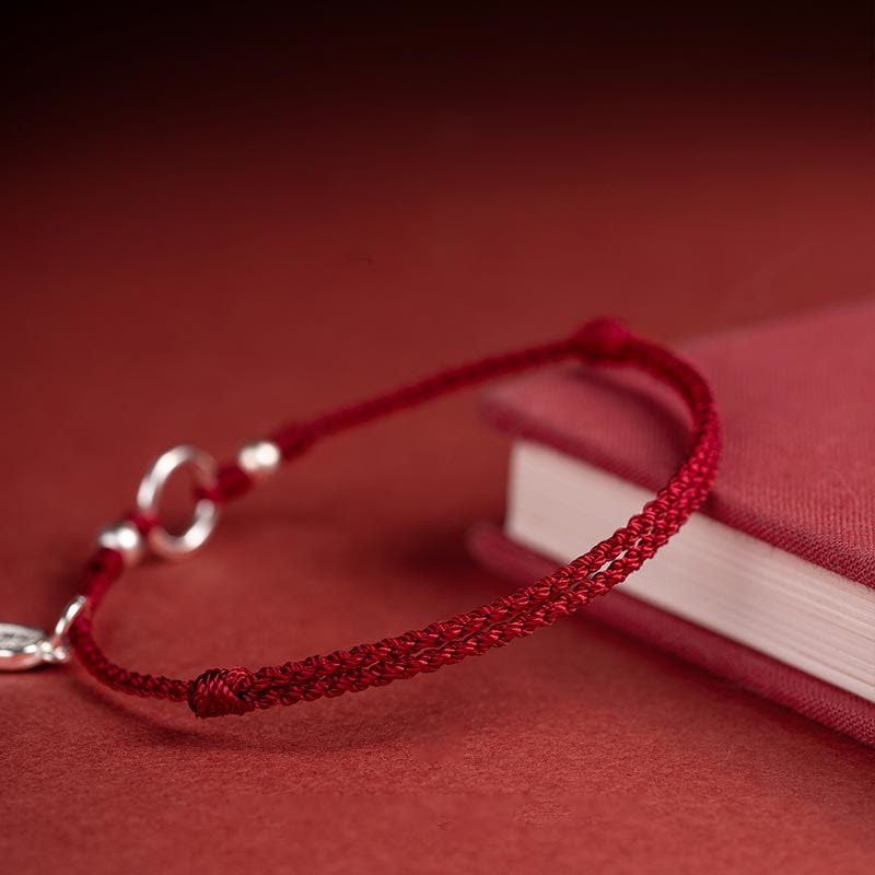 KarmaRipple's 925 Sterling Silver Fortunate Fortune Peace Joy Lotus Peace Buckle Red String Bracelet p14