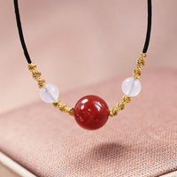 Collier pendentif en perles d'agate rouge et calcédoine authentique de KarmaRipple, pour l'acceptation de soi et la confiance