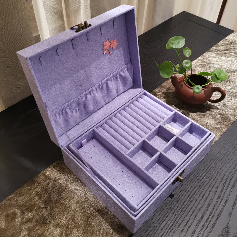 KarmaRipple's Purple Phoenix Jewelry Box Organizer Two-Layer Jewelry Storage Box Flannel Box p7