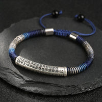 Bracelet tissé à la main en argent sterling 999, motif Sutra du cœur, calme, de KarmaRipple