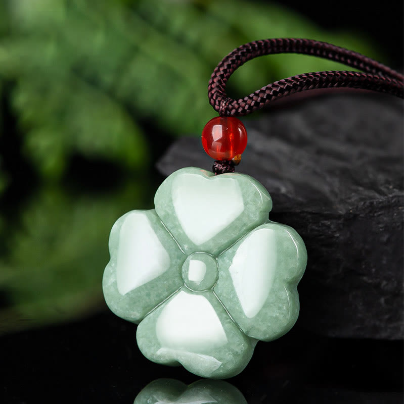 KarmaRipple's Authentic Fortunate Four Leaf Clover Jade Prosperity Pendant Necklace p3