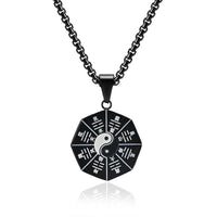 Collier pendentif équilibre en acier titane Bagua Yin Yang de KarmaRipple