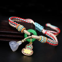Bracelet Talisman Calcédoine Lotus Jade Boucle de Paix Équilibre Gourd de KarmaRipple