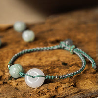 Bracelet tissé en jade ivoire avec boucle de paix et perles de citrouille, bénédiction de la fortune, de KarmaRipple