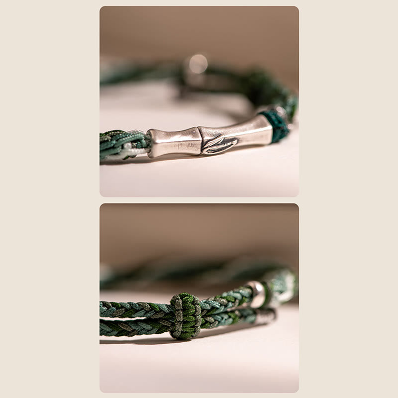 KarmaRipple's 925 Sterling Silver Bamboo Reincarnation Weave Fortune Protection String Bracelet p10