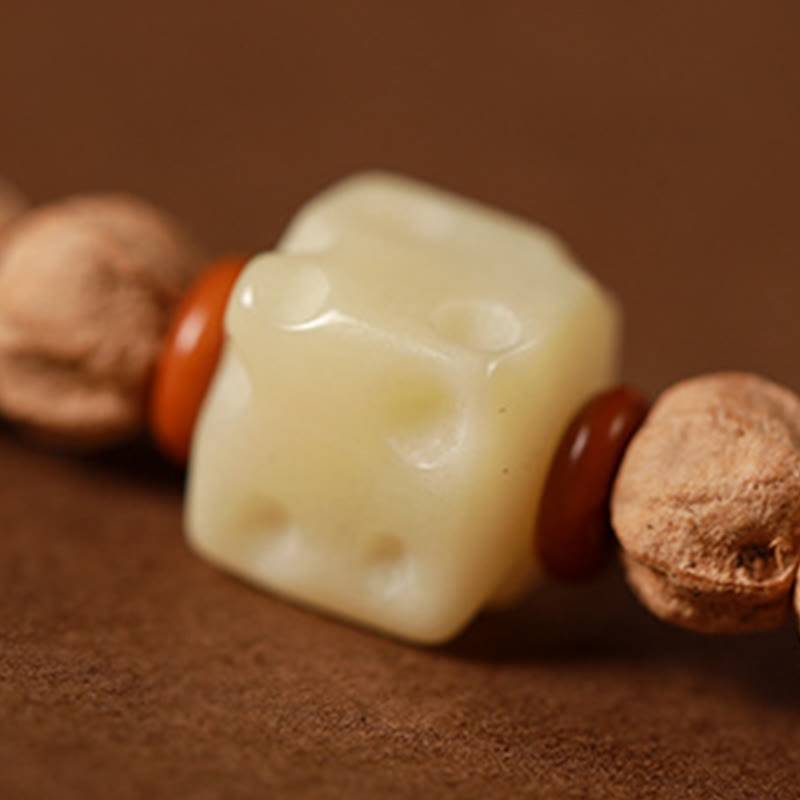 KarmaRipple's 108 Beadwork Bodhi Seed Red Agate Deer Head Wisdom Mala Bracelet p12