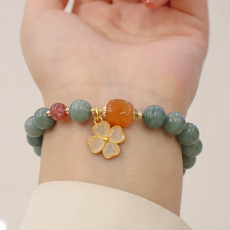 KarmaRipple's Jade Four Leaf Clover Talisman Prosperity Bracelet p7