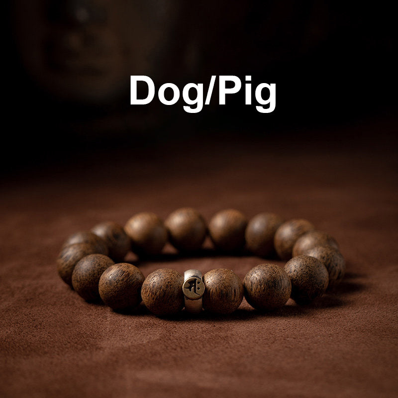 KarmaRipple's Chinese Zodiac Natal Buddha Authentic Agarwood Silver Peace Calm Bracelet p5