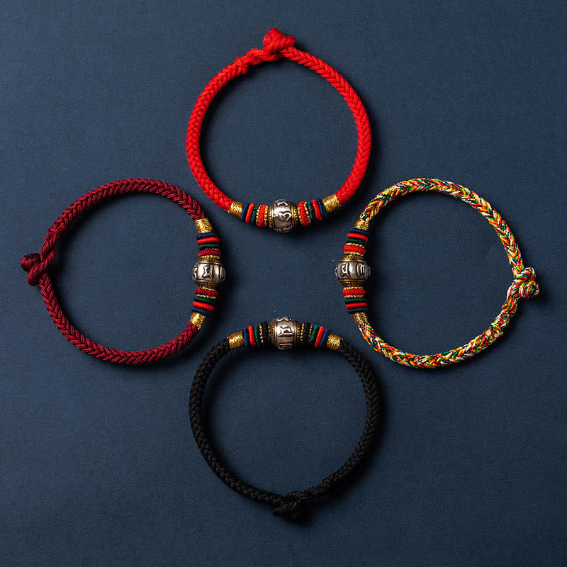 KarmaRipple's 925 Sterling Silver Tibet Handmade Om Mani Padme Hum Fortune Protection King Kong Weave Woven Bracelet p9