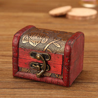 Petite boîte à bijoux rétro en bois de KarmaRipple, motif lotus, raisin doré, pièce de bronze, jonquille, herbe, fleur, boîte de rangement pour bijoux