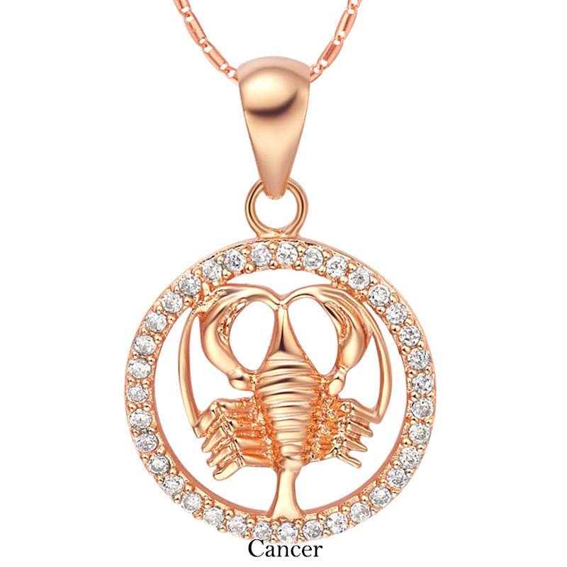 KarmaRipple's 12 Constellations of the Zodiac Rhinestone Fortune Pendant Chain Necklace ( p21