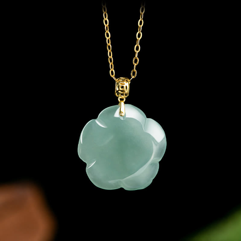 KarmaRipple's 18K Gold 925 Sterling Silver Authentic Jade Rose Fortune Pendant Necklace p7